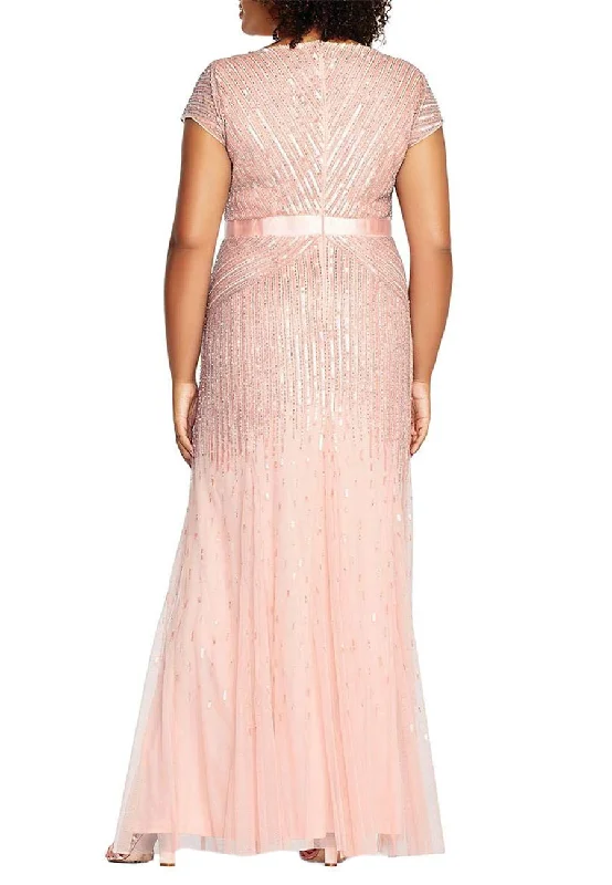 Blush V Neck Beaded Gown