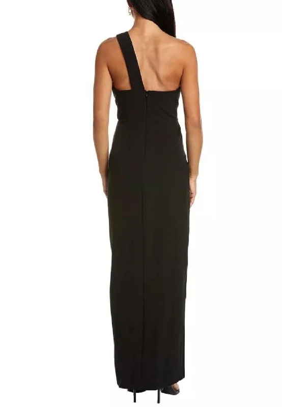 Black One Shoulder Slit Maxi Dress