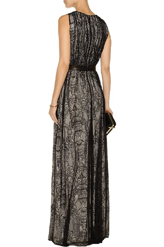 Black Sybil Plunging Lace Gown