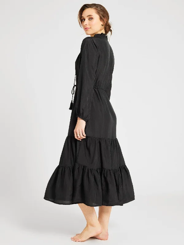 Astrid Dress in Black Silk