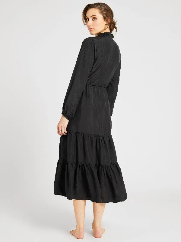 Astrid Dress in Black Silk