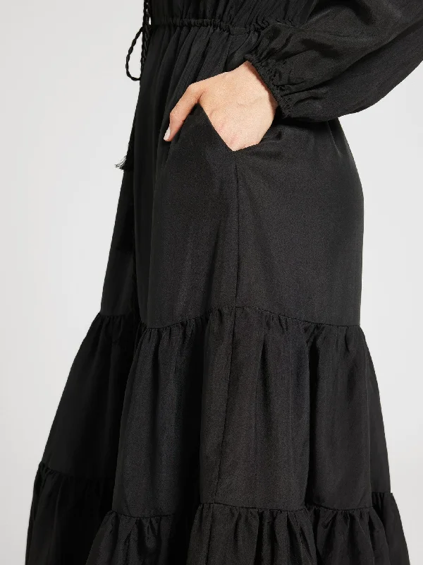 Astrid Dress in Black Silk