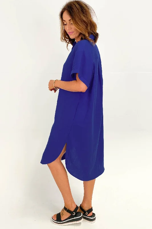 Betty Basics Linen Shirt Dress Blue