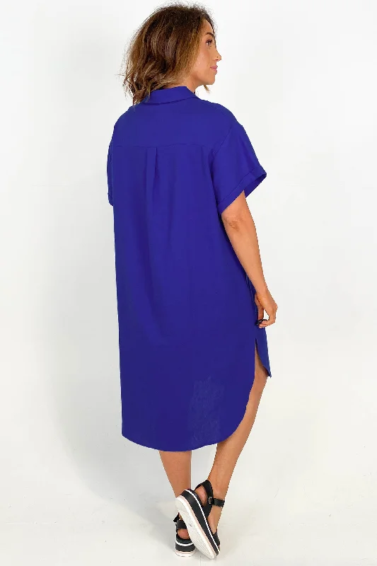 Betty Basics Linen Shirt Dress Blue