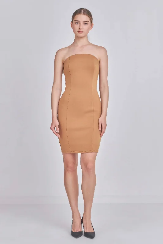 Camel Scuba Strapless Tank Dress