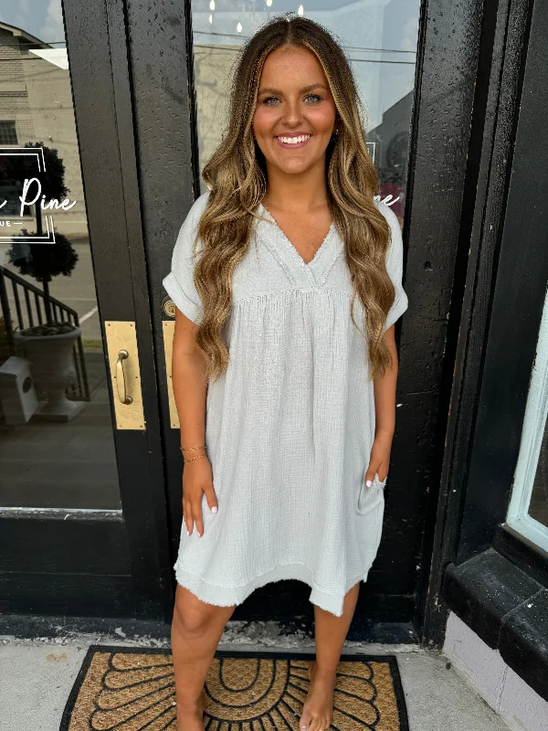 Light grey linen dress