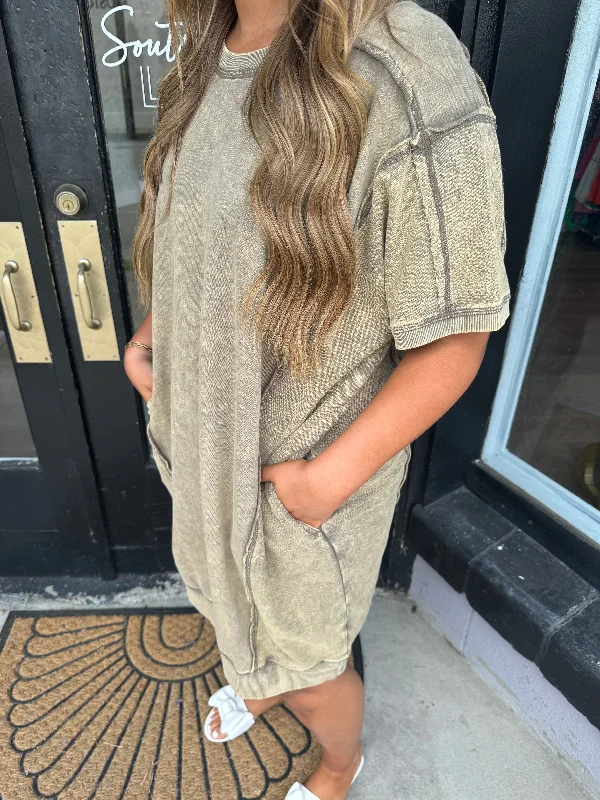 Mocha acid wash dress