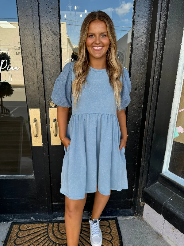 Denim acid wash dress