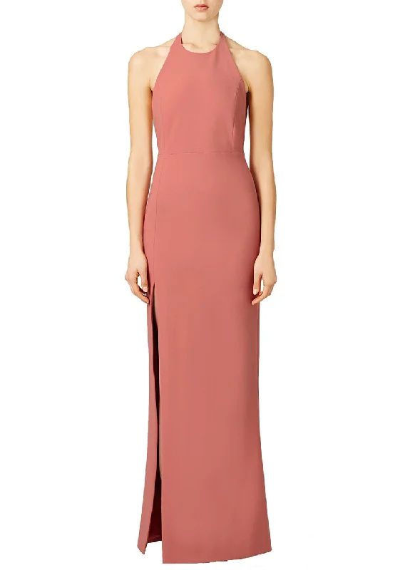 Coral Pink Ventus Halter Neck Backless Gown