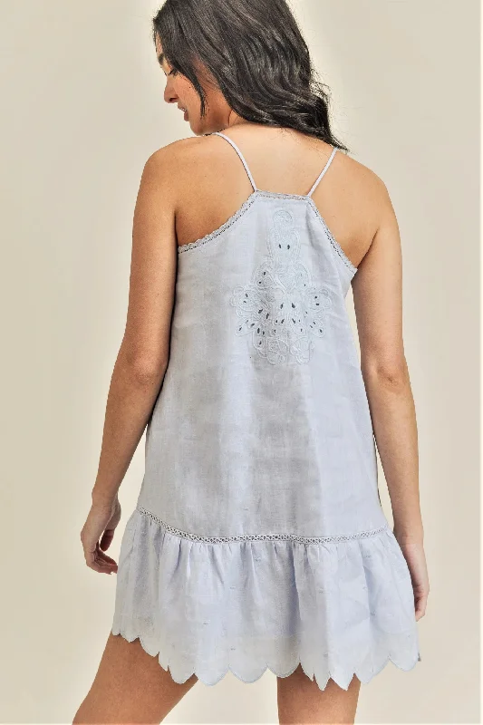 Eyelet Dress with Drop Waist Dress-Various Colors