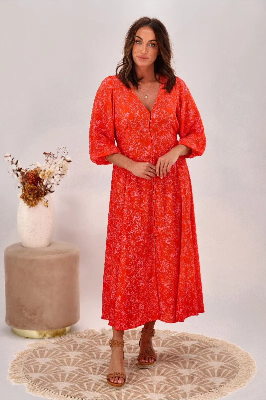 Fate Chateau Maxi Dress Pink Orange Delight