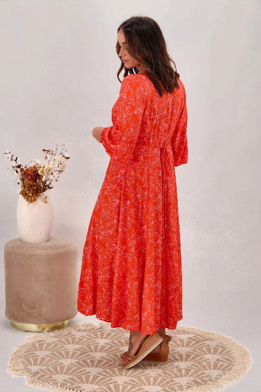 Fate Chateau Maxi Dress Pink Orange Delight