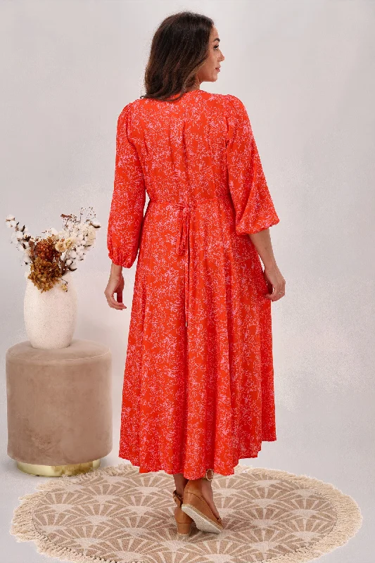 Fate Chateau Maxi Dress Pink Orange Delight