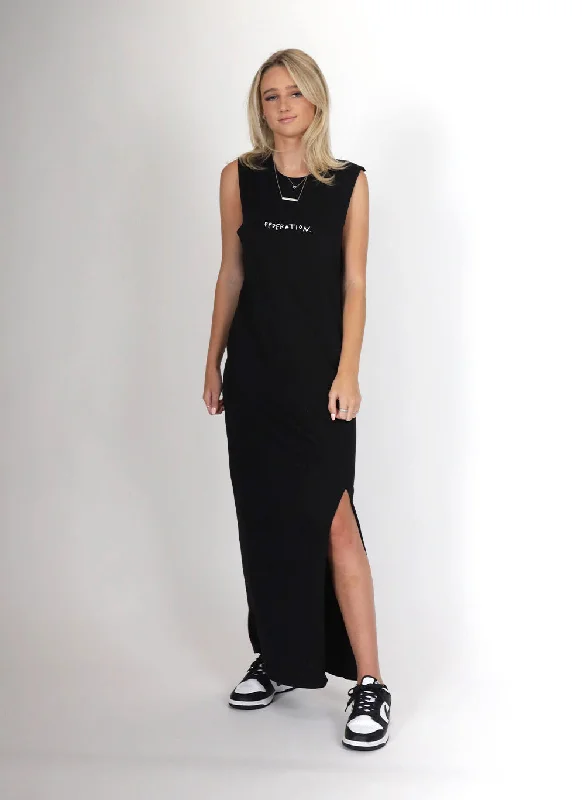 Federation Mimi Maxi Drawn Dress Black