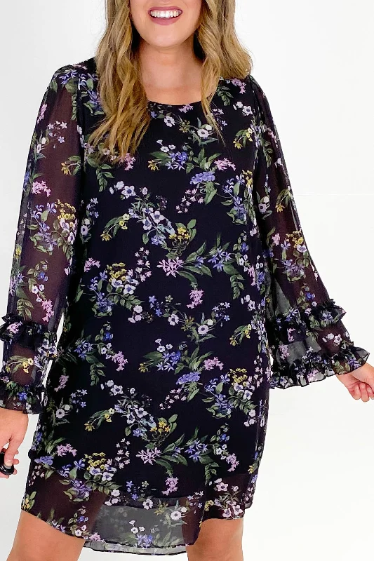 Gloss by Shine On Kinsley Double Frill Sleeve Dress Wildflower Floral