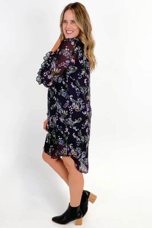 Gloss by Shine On Kinsley Double Frill Sleeve Dress Wildflower Floral