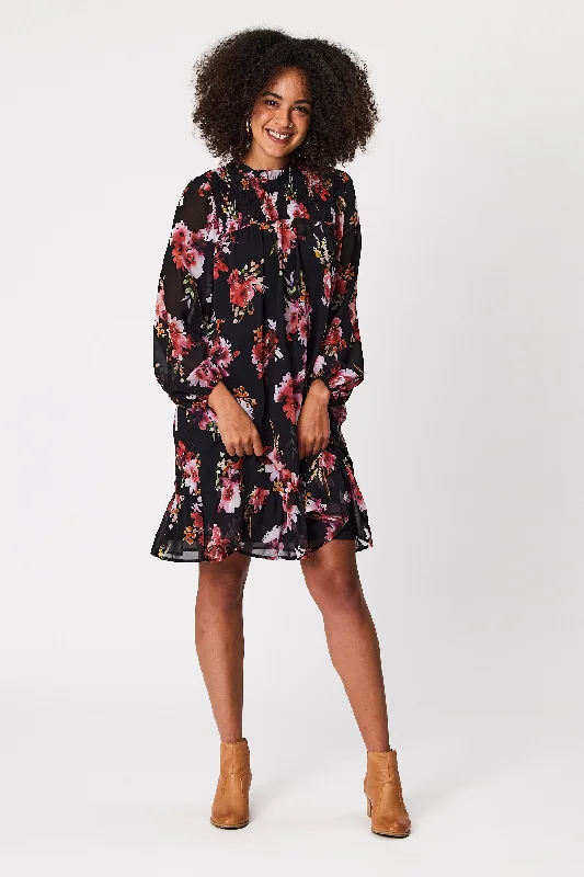 Gloss By Shine On Tiara Shirred Top Front Dress Autumn Floral