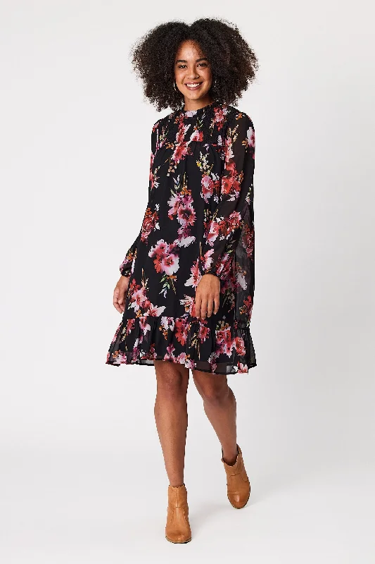 Gloss By Shine On Tiara Shirred Top Front Dress Autumn Floral