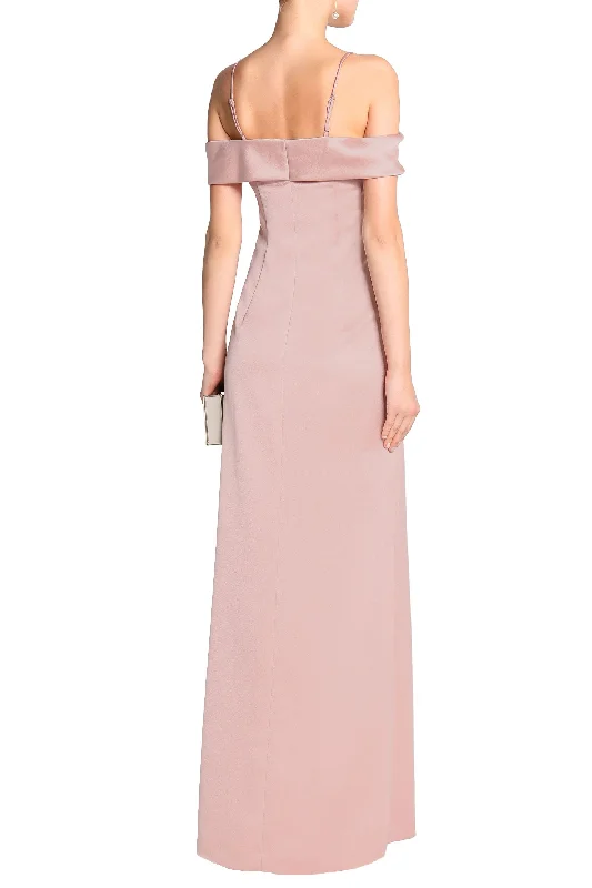 Blush Cold Shoulder Satin Crepe Maxi Dress