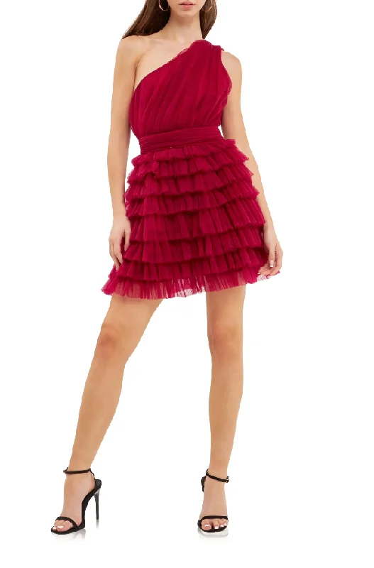 Red Layered Tulle Dress