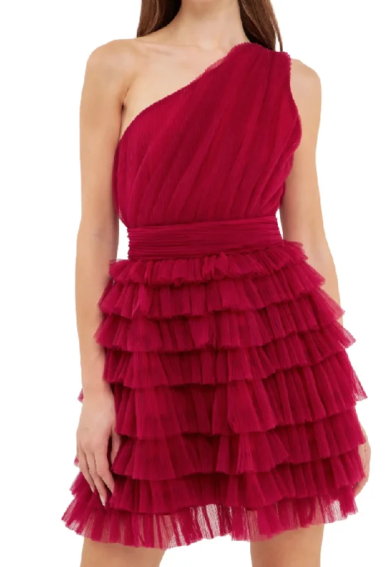 Red Layered Tulle Dress