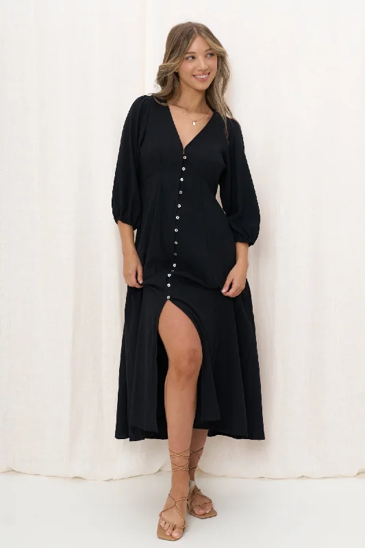 Iris Maxi Melina L/S Dress Black