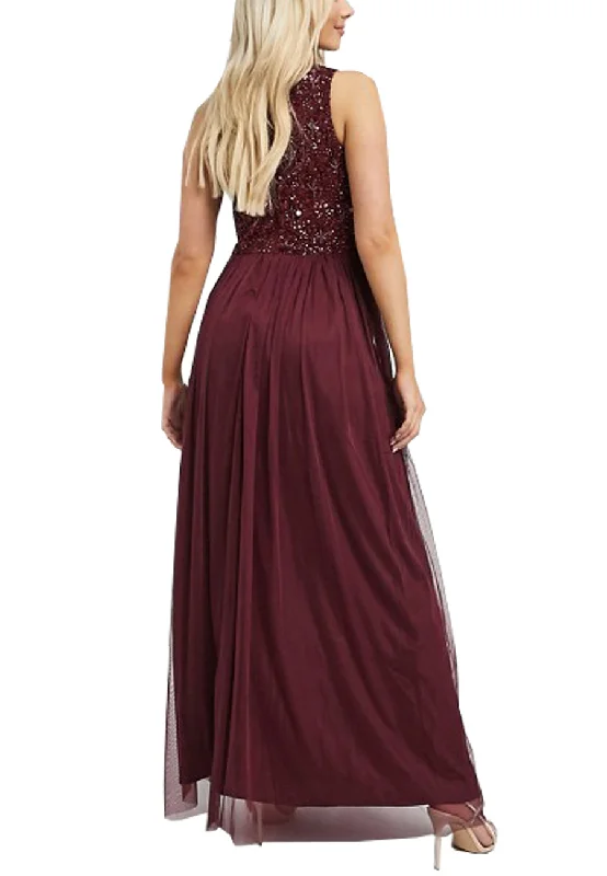 Burgundy Shiny Sequins Gown