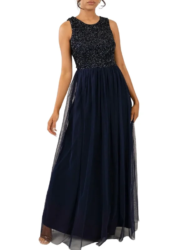 Dark Navy Shiny Sequins Gown