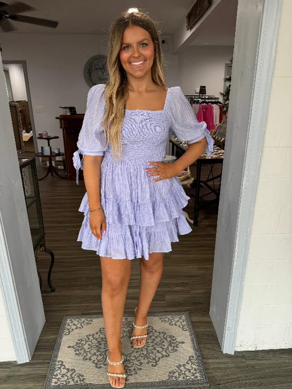 Lavender tiered dress w/ smock detail