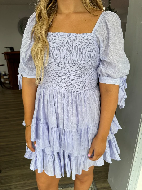 Lavender tiered dress w/ smock detail