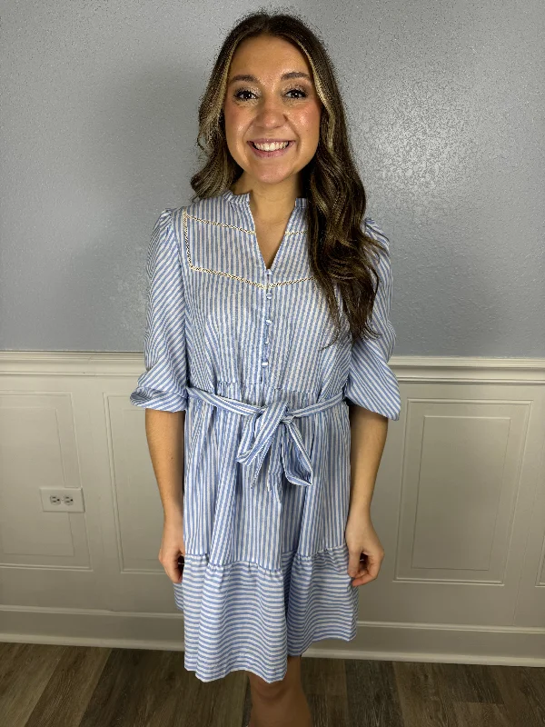 Light blue striped dress