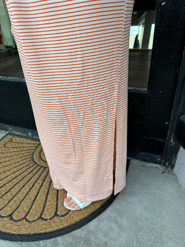 Orange striped maxi dress