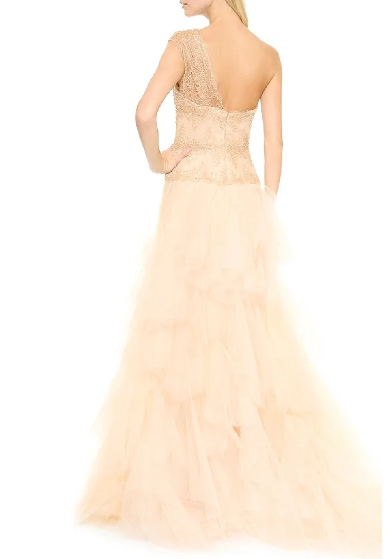 Blush One Shoulder Embellished Ball Gown