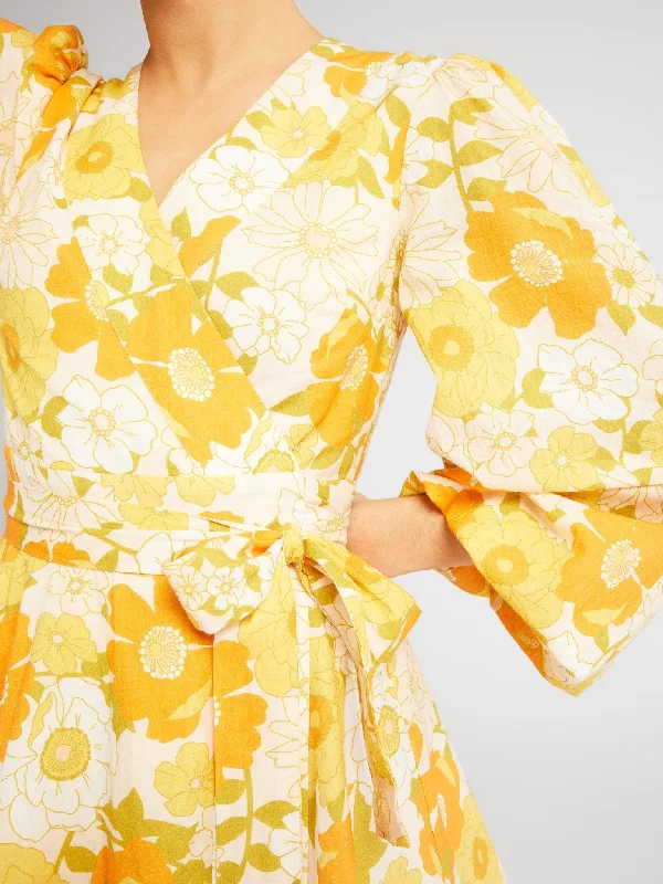 Nan Wrap Dress in Retro Floral