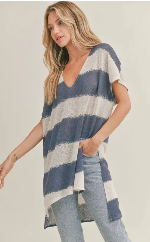 Navy and Cream Striped Tunic