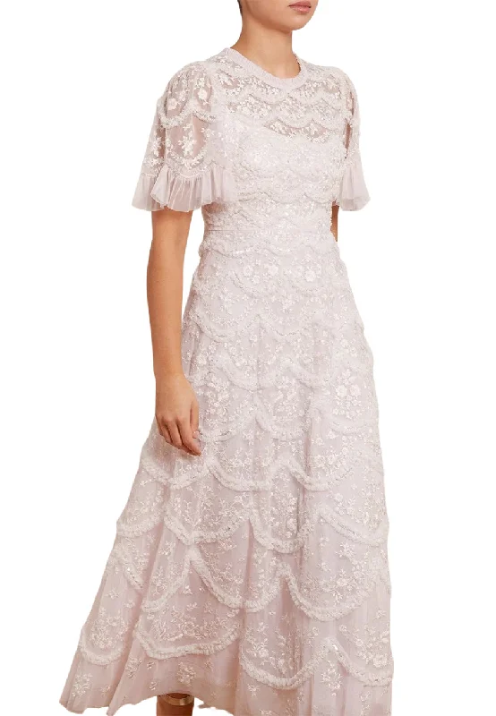 Blush Lily Bloom Ruffled Embellished Gown