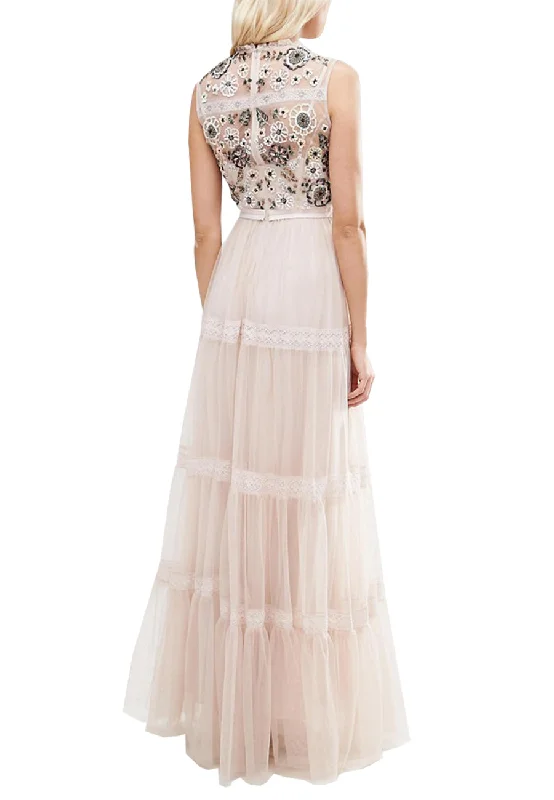 Blush Tiered Woodland Embellished Gown