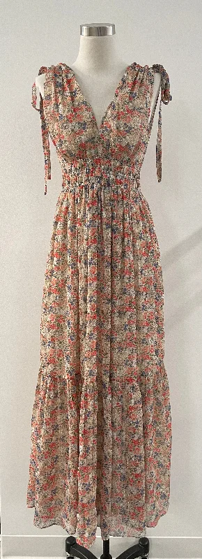 Pink Floral Cap Sleeve Maxi Dress