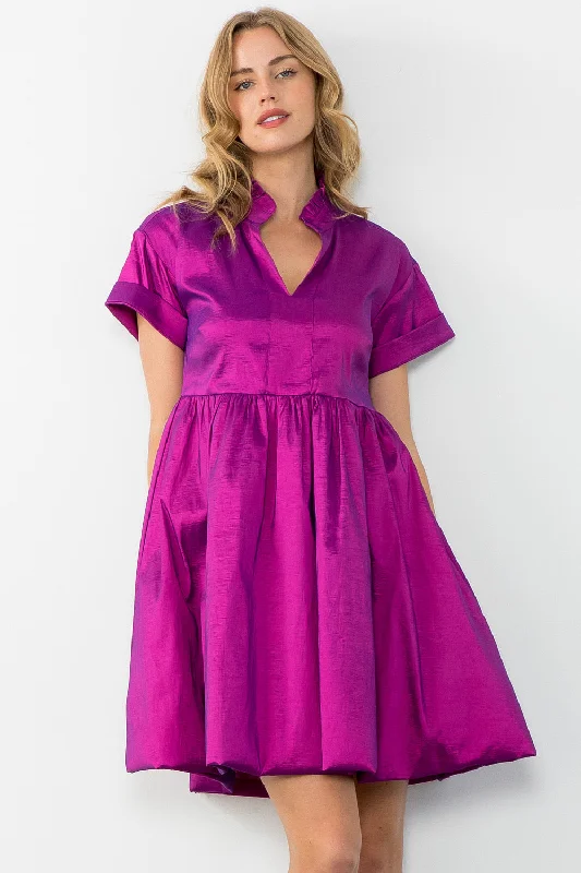 Taffeta Collared Dress