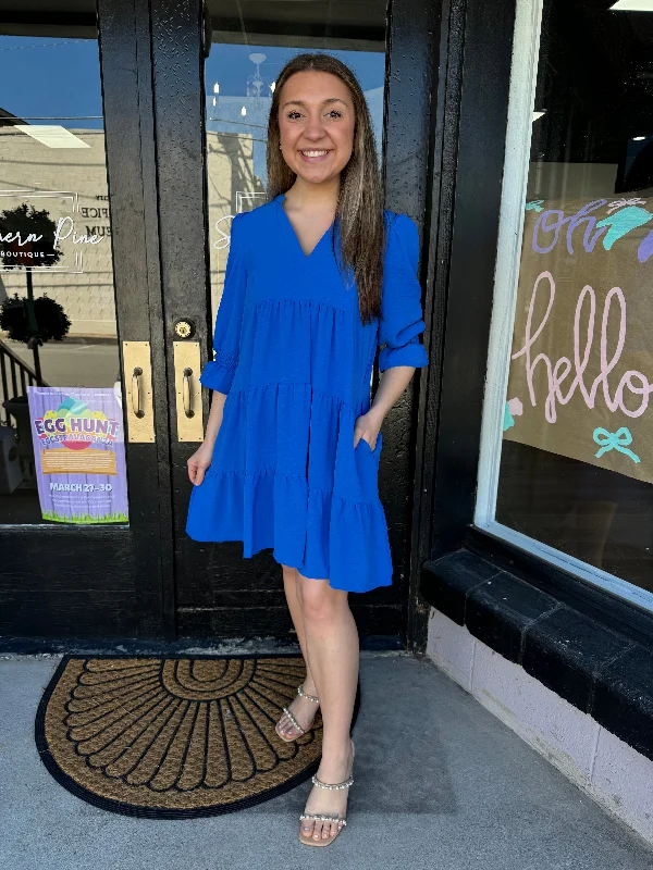 Royal blue tiered dress