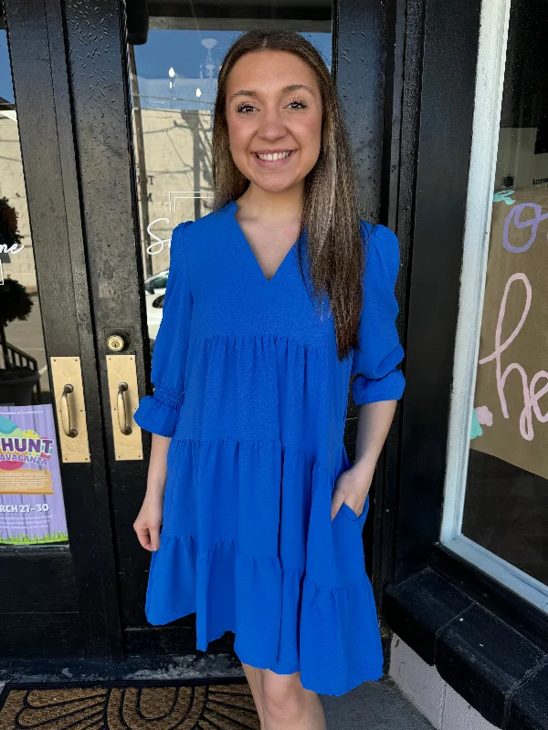 Royal blue tiered dress