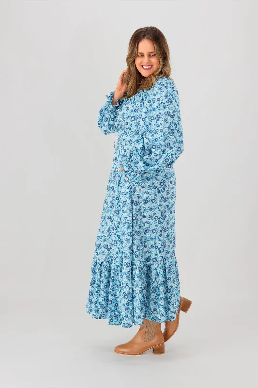 Salty Bright Meredith Maxi Dress Blue Print