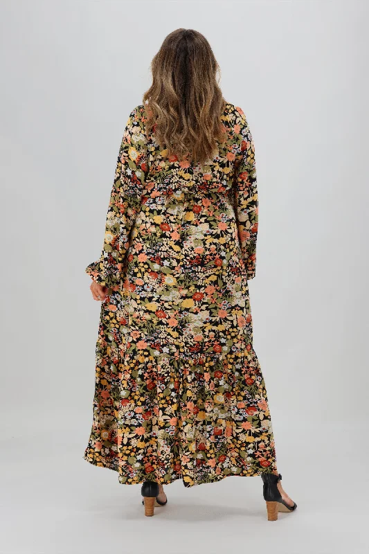 Sass Brigitte Balloon Sleeve Maxi Dress Multi