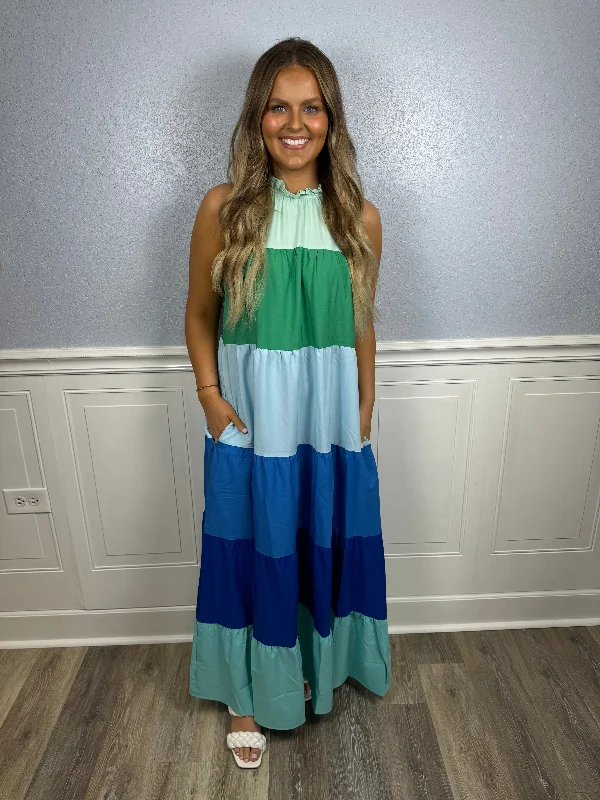 Shades of blue & green maxi