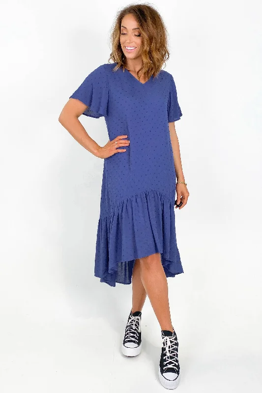 Shine On label Kiara Hi low Dress Cornflower