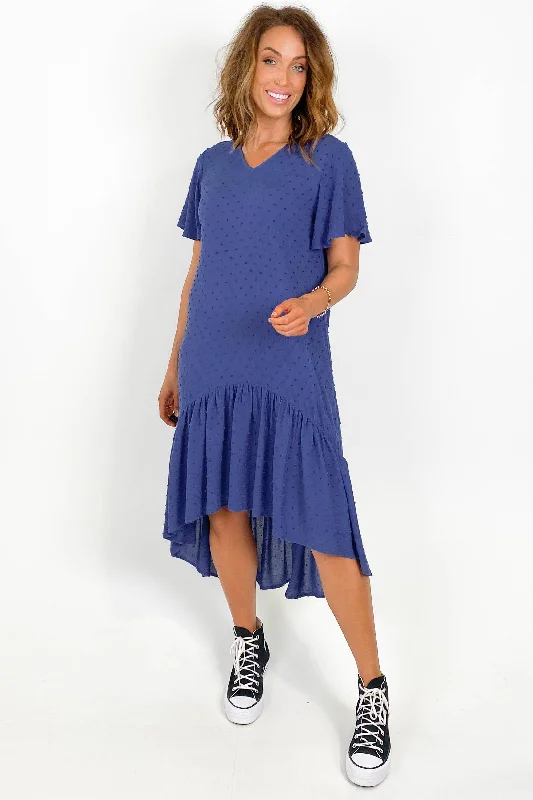 Shine On label Kiara Hi low Dress Cornflower