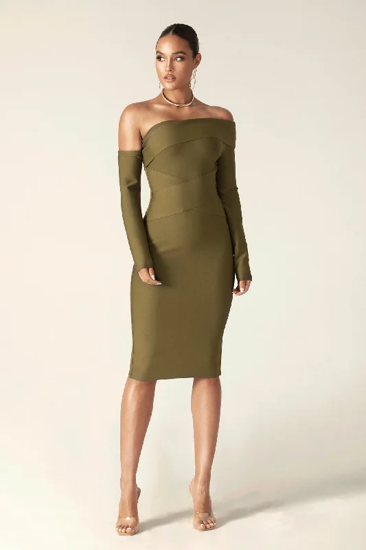 Shiva Bandage Dress (Olive Green)