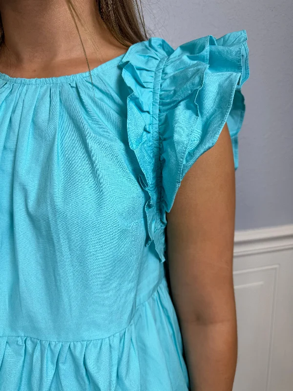 Sky blue tiered dress