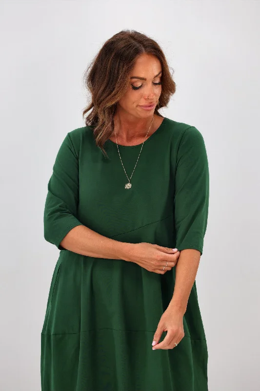 Tirelli Diagonal Seam Dress Emerald