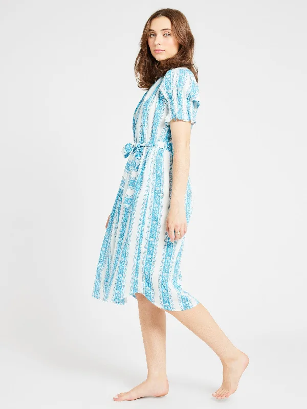 Vera Dress in Aqua Jaipur Stripe